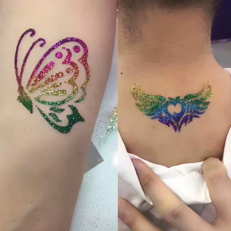 Блестки для боди-арта набор тату 118 трафаретов с рисунком порошок Кисть Клей