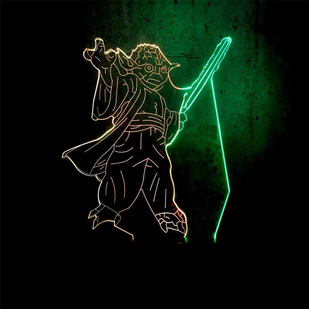 Новинка 3D лампа мультфильм Звездные войны йода лидер меч разные цвета