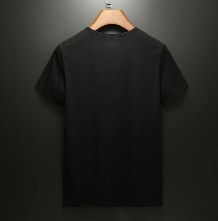 Футболка мужская с короткими рукавами хлопковая приталенная рубашка круглым