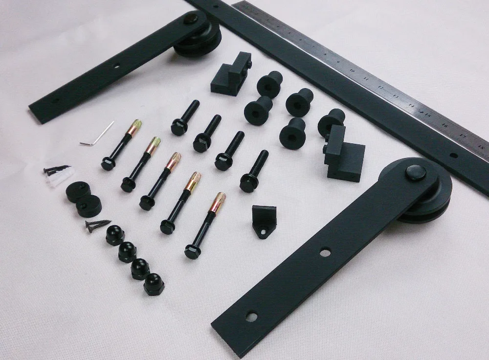 5ft/6ft/6.6FT рустикальное стальное черное оборудование для раздвижной двери сарая, деревянные раздвижные двери