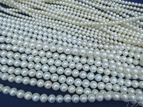 Оптовая 3-16 мм полный прядь Жемчужина Gergous Круглый шар белый персик красный