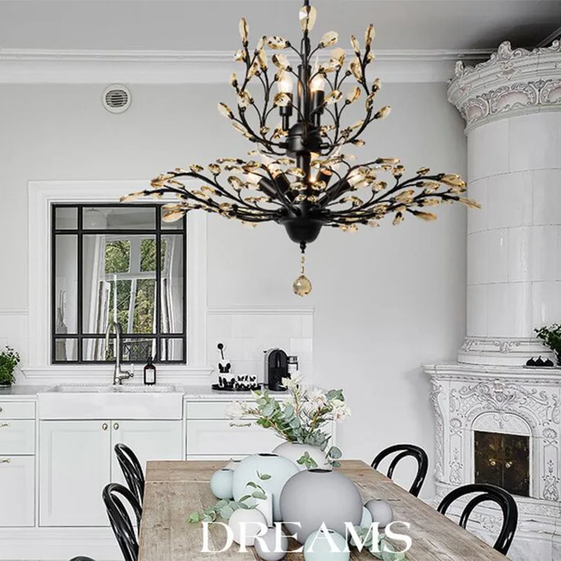 Modern American country crystal E14 LED personality creative chandelier for living room dining bedroom porch restaurant | Лампы и