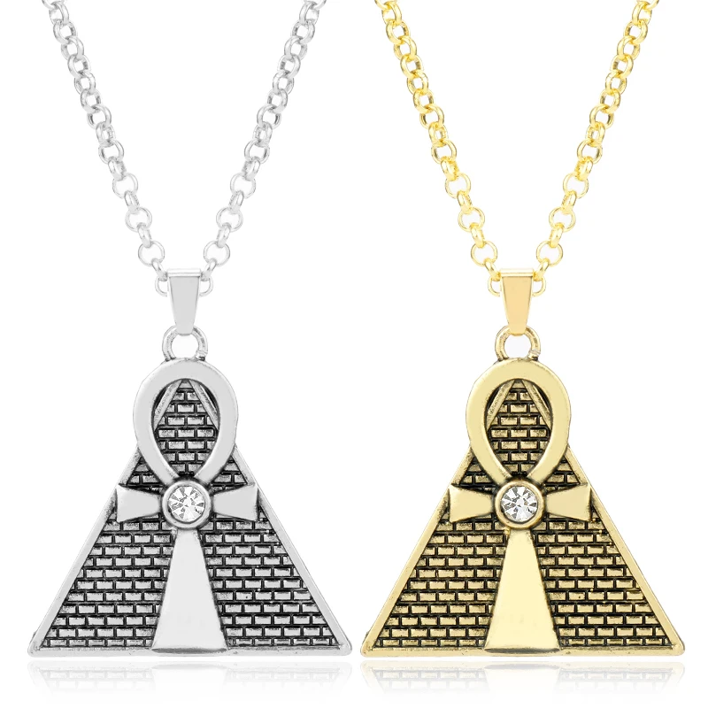 Mystic ER Египетский Анкх пирамиды крест ожерелье ключ Rhe жизни Треугольник Кулон