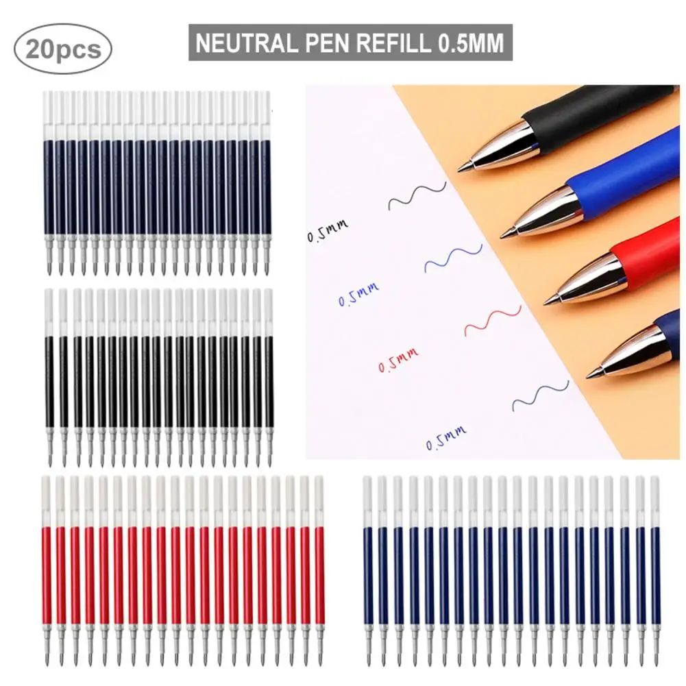 

20PCS/Lot 0.5mm Gel Pen Refills Needle Tip Liquid Gel Pen Black Red Blue for Choose