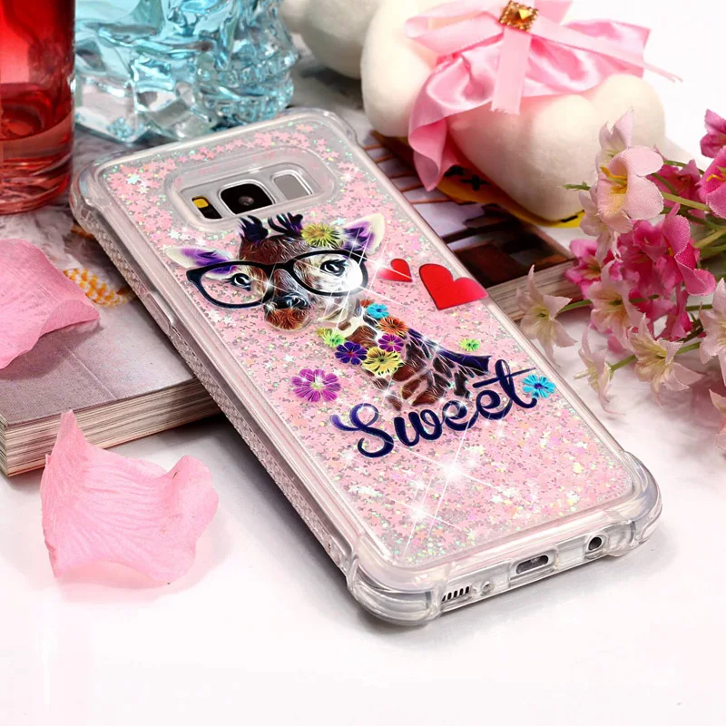 Блестящий чехол с жидким песком мягкий силиконовый из ТПУ для Samsung Galaxy S5 S6 S7 Edge S8 S9