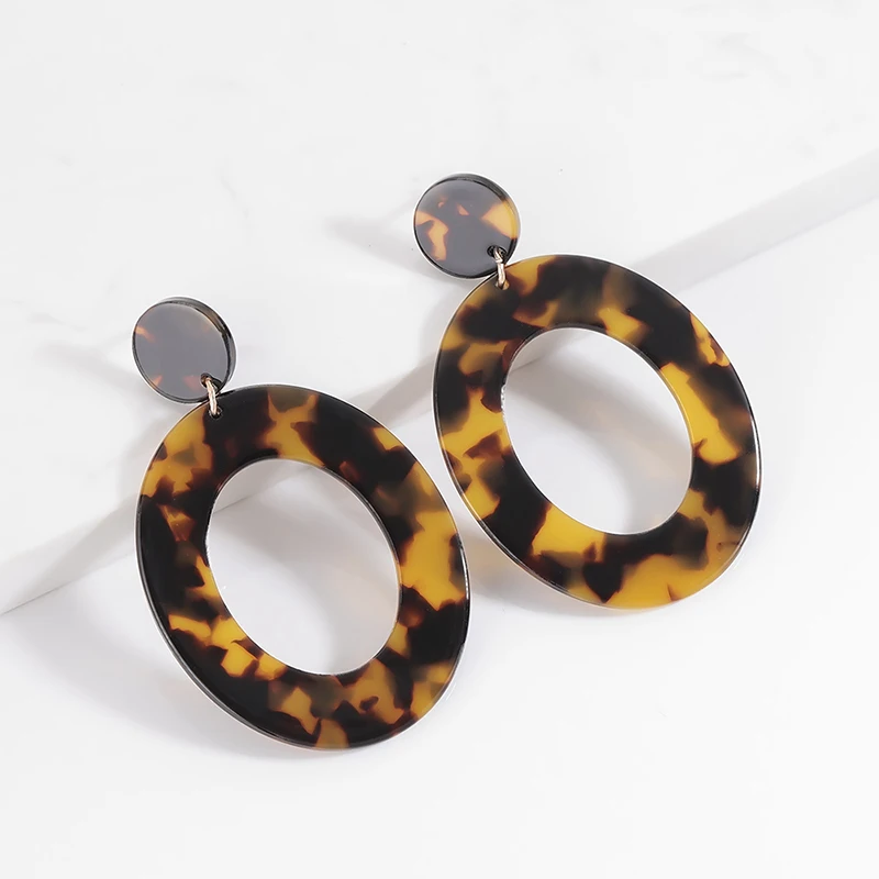 Новые большие цветные блочные Черепаховые серьги с леопардовым принтом Boho