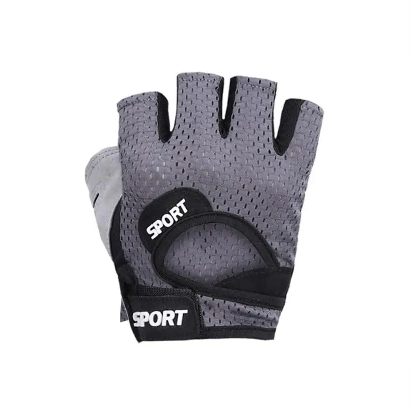 Gray FishSunDay Men Women Yoga Fitness Half finger Gloves Weight Lifting Gym Training Sports Gloves Breathable 0723 - Цвет: Gray