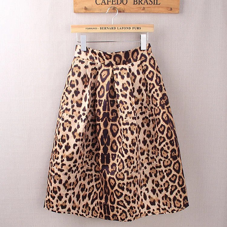 Женская атласная юбка с леопардовым принтом завышенной талией|skirts size|tutu miditutu midi