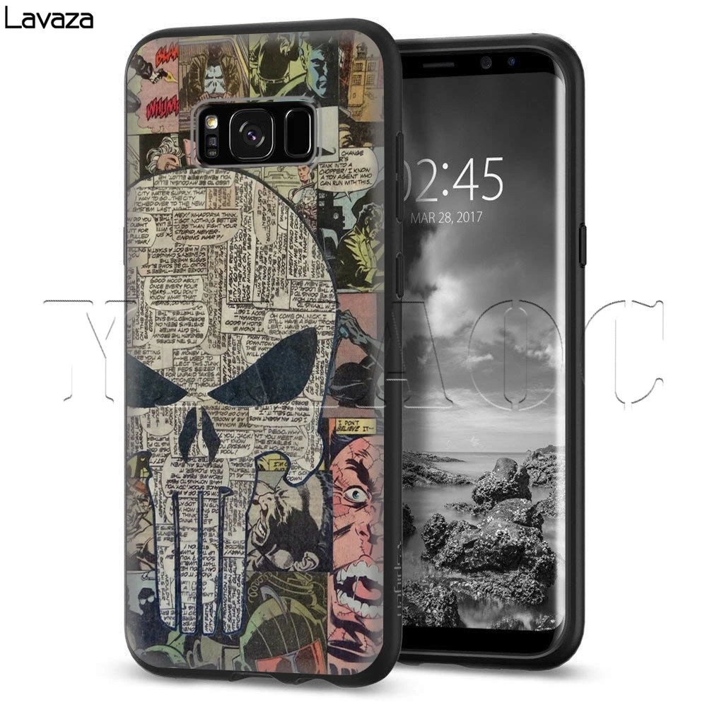 Lavaza комиксов schwarz Каратель чехол для Samsung Галактики S6 S7 край J6 S8 S9 S10 плюс A3 A5 A6 A7 A8 A9