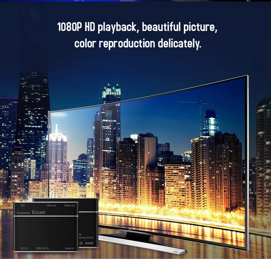 EZCast 1080p ТВ ключ HDMI/VGA+ аудио конвертер Цифровой AV адаптер 3 в 1 USB для HD дисплей медиаплеер VS Miracast
