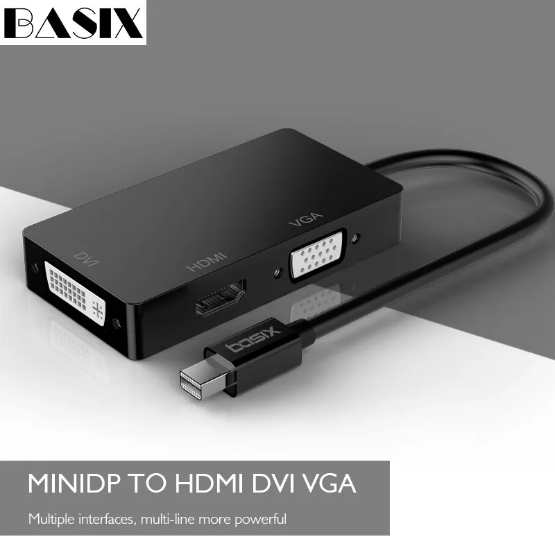 Переходник Basix Mini DP папа HDMI DVI VGA мама|Кабели VGA| |