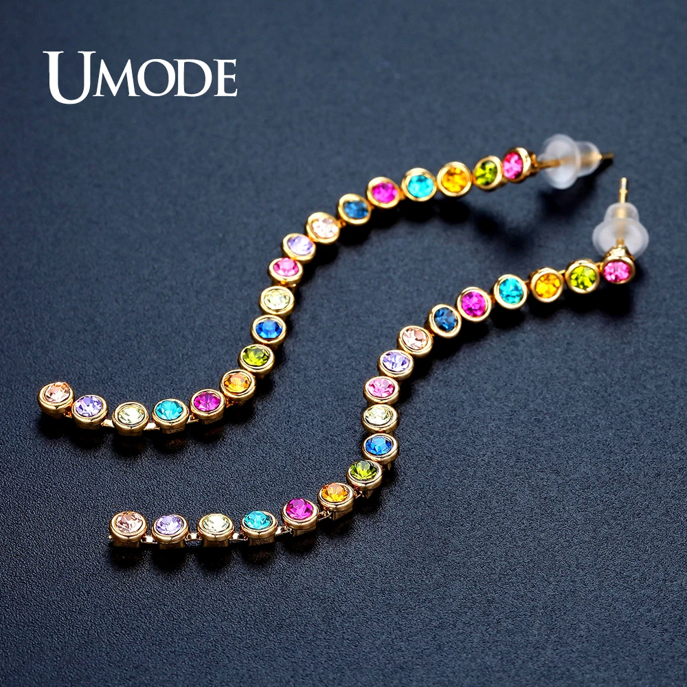Женские длинные серьги капельки с кристаллами UE0330|earrings for|dropping earrings for womendrop |