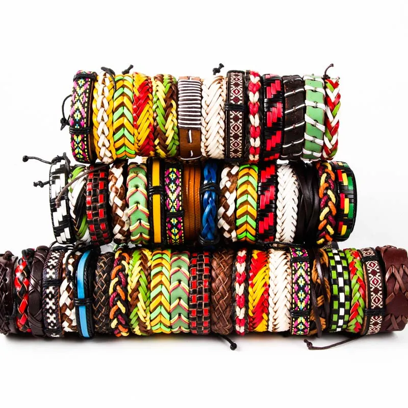 Партия 30 штук смешанные различные стильные браслеты мужские и женские тканые