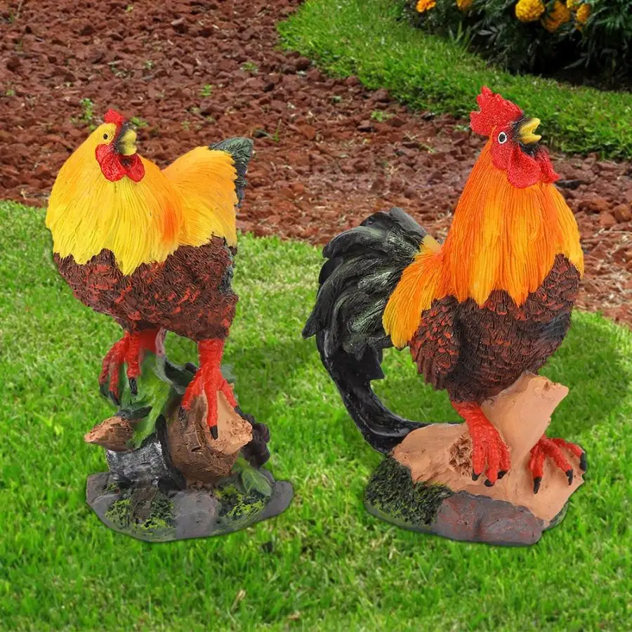 2 шт. украшение для сада из смолы курицы лужайки сада|Садовые статуи и скульптуры|