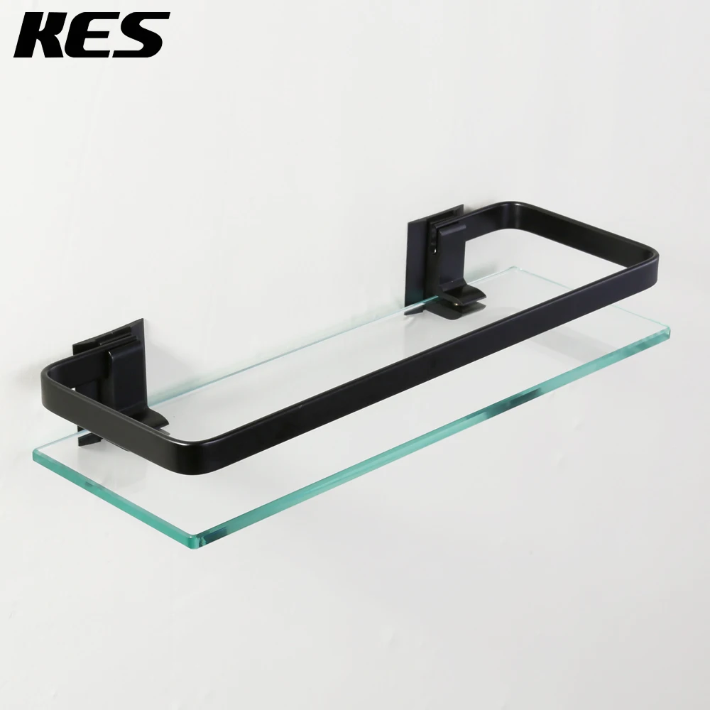 KES A4126A алюминиевая стеклянная прямоугольная полка для ванной комнаты, настенная, с серебряным песком