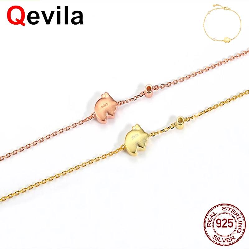 Qevila 925 стерлингового серебра 18 K золотые браслеты на щиколотку Новое поступление милые Летающие Свиньи лодыжки браслеты нога бижутерия для ног для женщин уникальные подарки