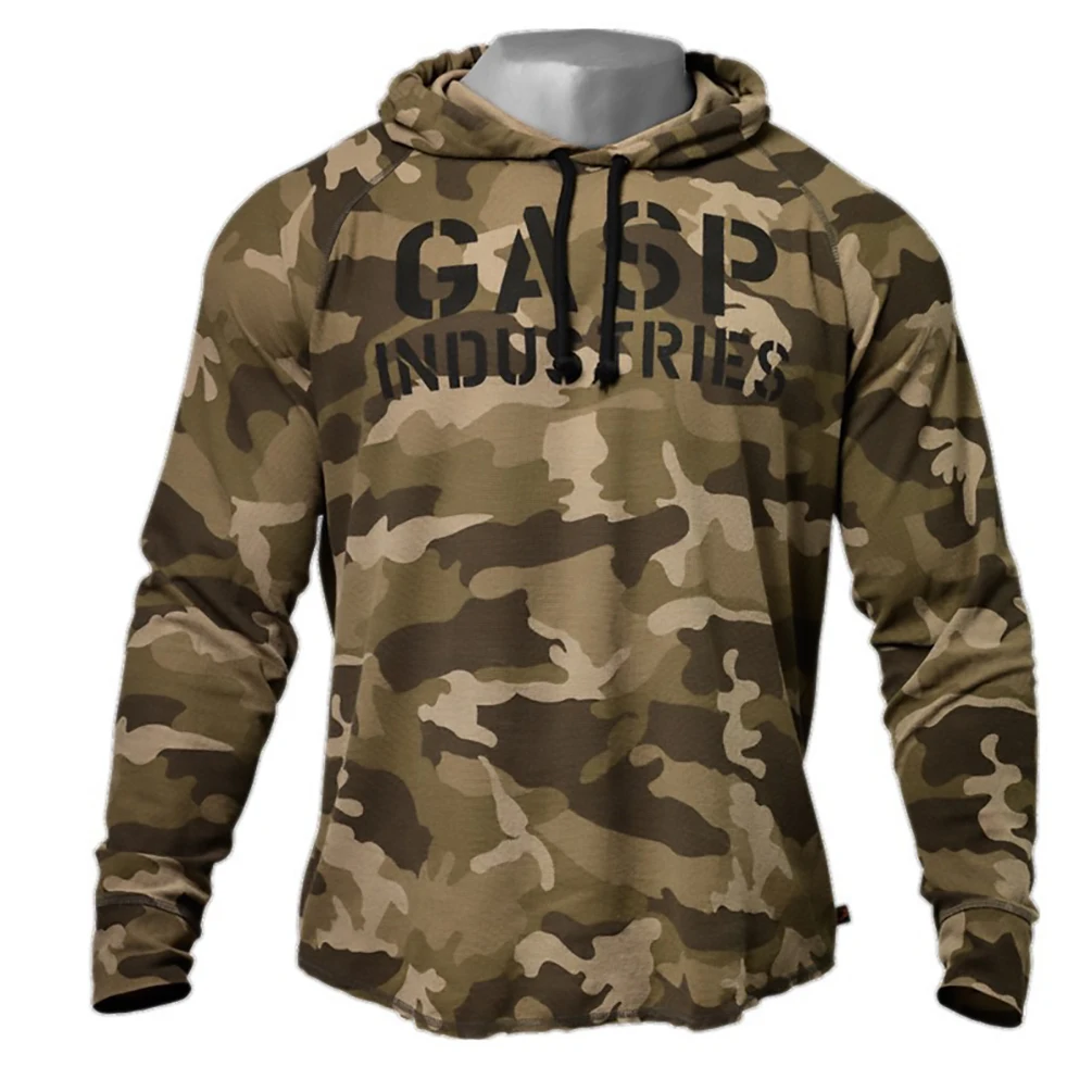 Men's Running Hoodies Long Sleeve Slim Fitness Tops Elastic Stretch Gym Bodybuilding Training Cotton Sweatshirt Sportswear