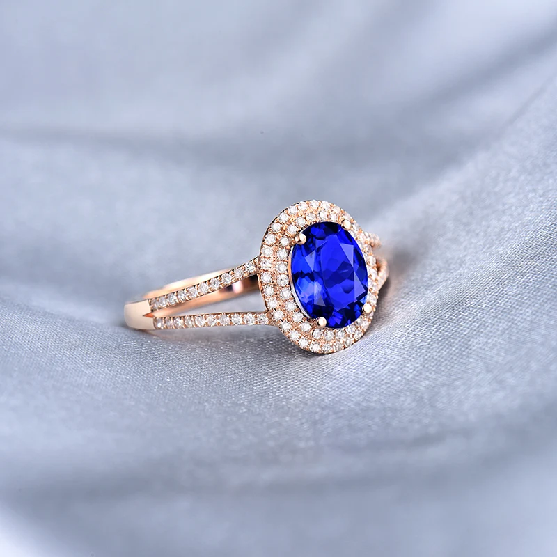Женское кольцо LOVERJEWELRY из натурального танзанита очаровательное розового золота