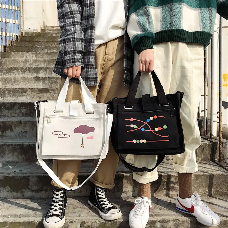 Большая вместительная однотонная Холщовая Сумка через плечо Экологичная сумка