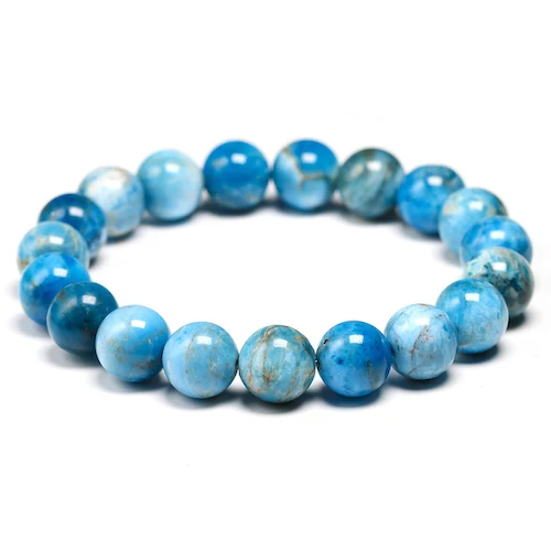 Beads 10mm Натуральный Океан Синий Апатит с камнем 6 мм 8 мм 10 мм бусины браслет для женщин и мужчин ювелирные изделия для медитации круглый самоцвет бисерные браслеты подарок - Цвет камня: Beads 10mm