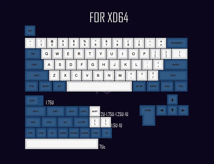 Dye Sub For XD64 Dsa белый синий краситель Sub Keycap набор PBT пластик для клавиатуры gh60 xd60 xd84 cospad tada68 rs96 zz96 87 104 660 - Цвет: Dye Sub For XD64
