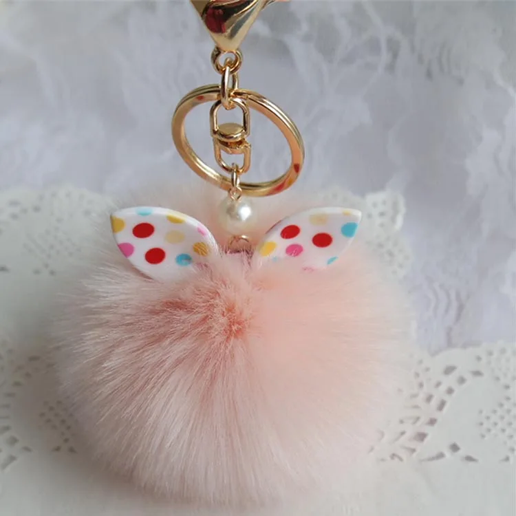 

Fashion Ball Fur Pom Fashion Pom KeyChain Faux Rabbit Hair Bulb Bag Car Ornaments Fur Ball Pendant Key Ring Porta Chiavi EH780
