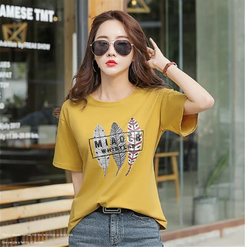 Новая летняя футболка с коротким рукавом женские свободные повседневные топы 2019