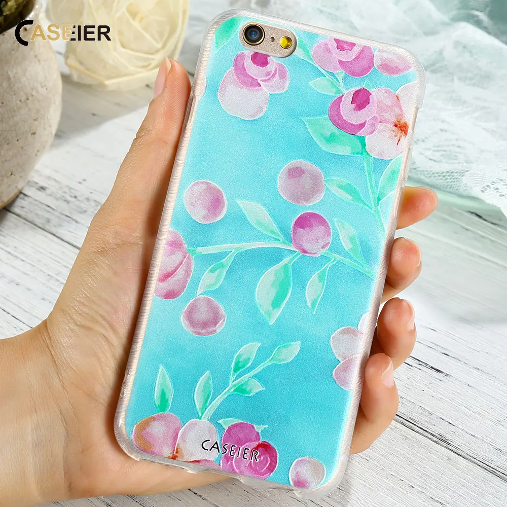 Чехол CASEIER с 3D-принтом для iPhone 7 5 Plus 6 6s чехол из ТПУ рельефным цветком чехлы
