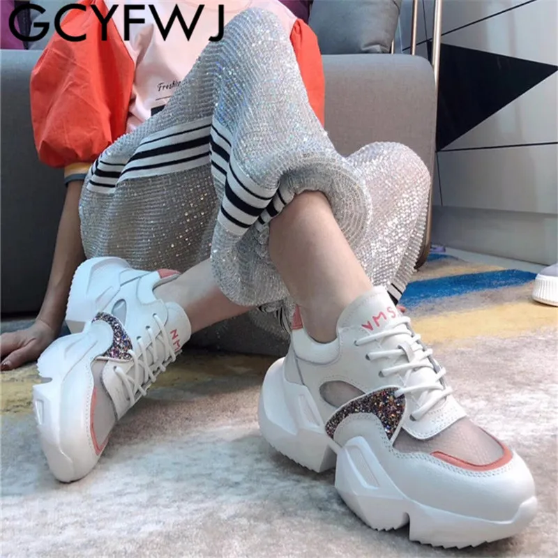 GCYFWJ/2019 г. женская обувь кожаные кроссовки с сетчатой дышащей подошвой женские