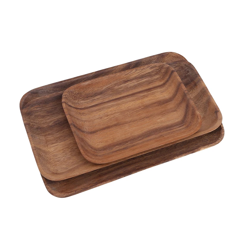 Японский простой стиль вся деревянная посуда из акации прямоугольная тарелка