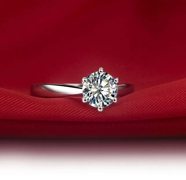 Кольцо из стерлингового серебра 1 карат отличное синтетическое кольцо с