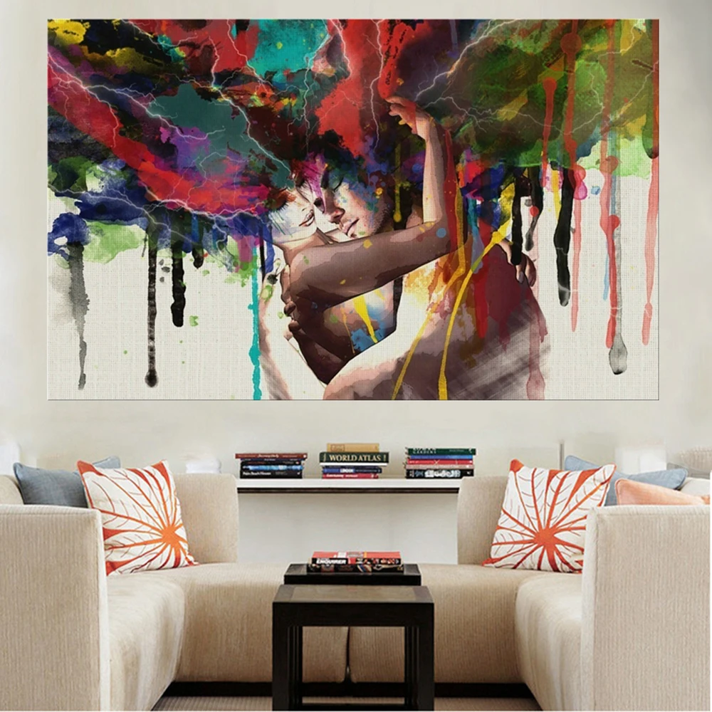 Любовь Свадебный декор настенное искусство холст принты обнимающие портреты пар