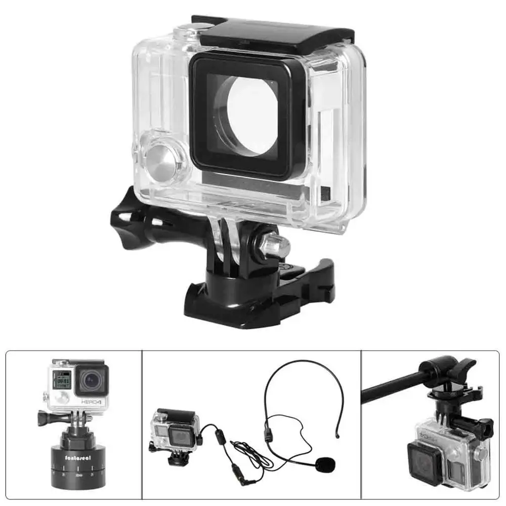8В1 для Gopro аксессуары боковой открытый корпус чехол для GoPro Hero 3+ 4 экшн-камеры с кронштейном Защитная крышка