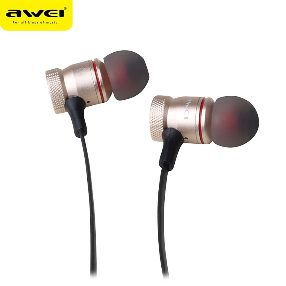 Original AWEI ES - 70TY 3.5MM Plug Stereo Music Deep Bass In-ear Earphones with Stainless Steel Sound 1.2m Cable | Электроника