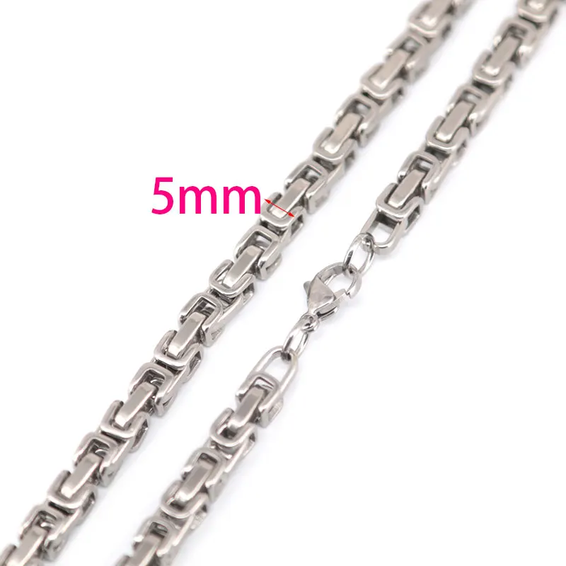Silver 5mm 2,5 мм 4 мм 5 мм 7 мм 8 мм Мужская цепочка серебристый черный золотой тон 316 нержавеющая сталь 22 дюйма Византийская Коробка звено ожерелье цепь - Окраска металла: Silver 5mm