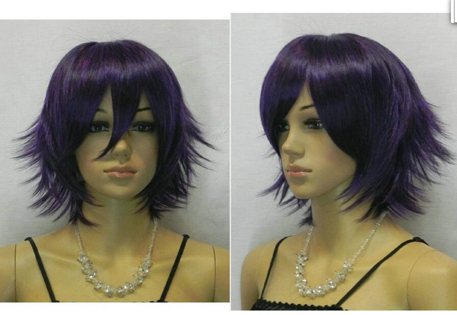 WBY Новый Темно-Фиолетовый Прямой Короткий Косплей женщины Парики |