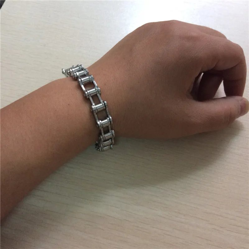 Women Men Stainless Steel Bracelet Silver Color Punk Rock Bicycle Motorcycle Link Chain Jewelry Gift New 21.5cm | Украшения и
