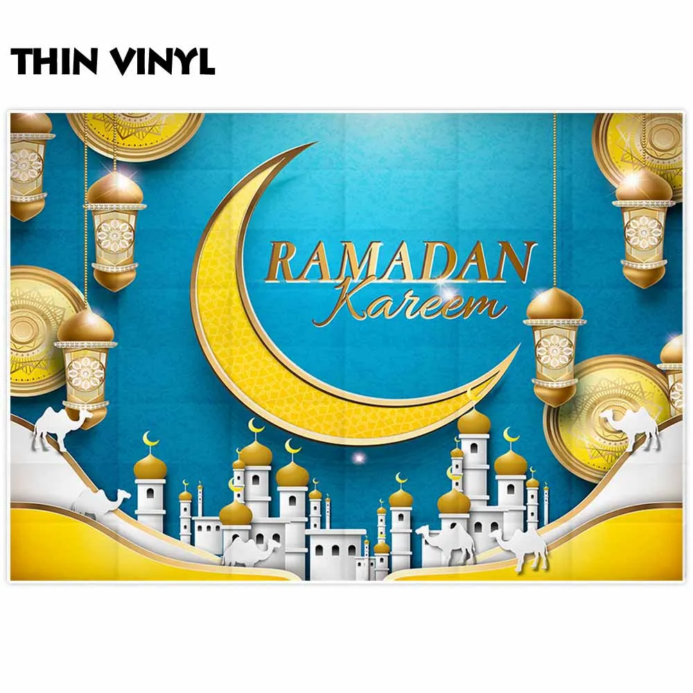 Фоны funnytree для фотостудии Рамадан ИД Мубарак золотой полый люстра Луна Арабская