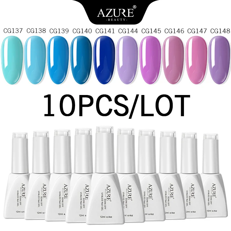 7 AZURE BEAUTY, 10 шт./лот, набор гель-лаков для ногтей, впитывающий Полупостоянный гель, светодиодный лак для ногтей, наборы, сделай сам, дизайн ногтей, лазурный Гель-лак - Цвет: 7
