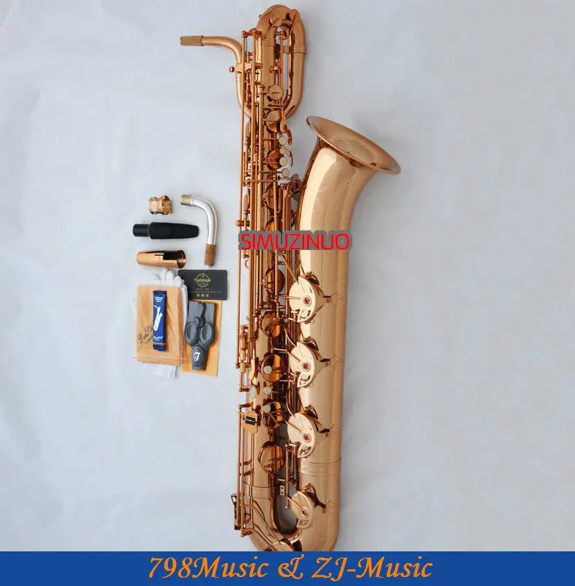 Поддержка профессиональная Роза позолоченный баритон саксофон Sax High F # W/кожаный