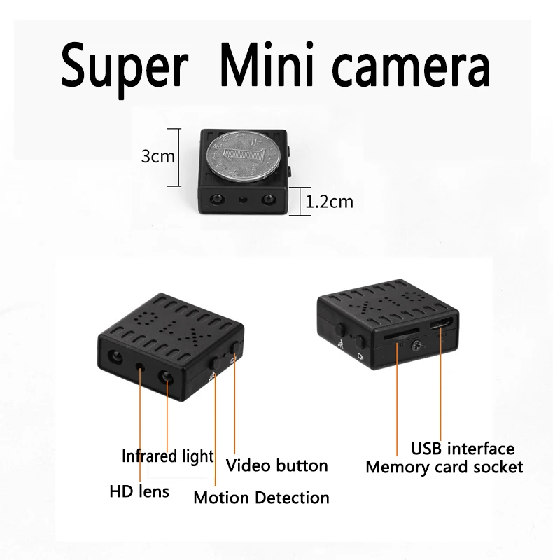 Миниатюрная 1080P Full HD ИК видеокамера ночного видения микро-камера с обнаружением DV