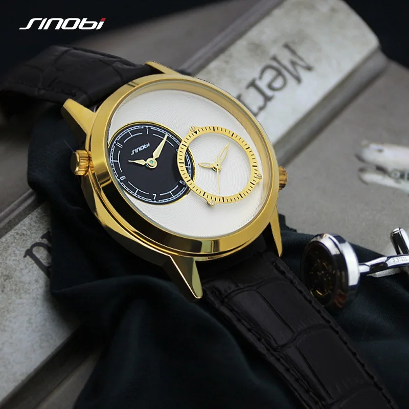 Часы наручные Sinobi Мужские кварцевые модные золотистые креативные