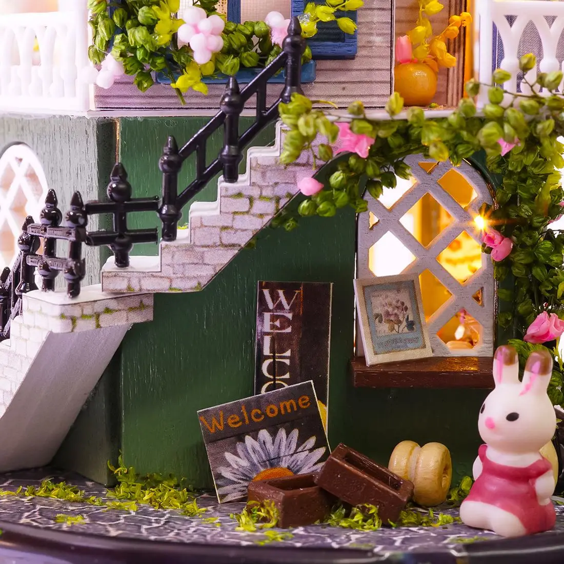 LED Light Dollhouse Rotating Music World Rabbit Star Dreams 3D Assembly DIY Household Kit Assemble Model Kits Gifts Kids | Игрушки и