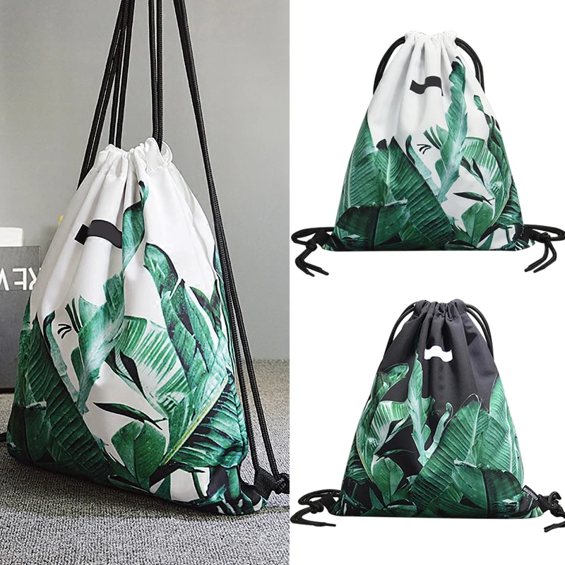 Женский рюкзак на шнурке легкая сумка для фитнеса путешествий принт