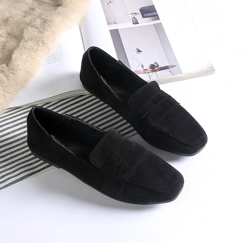 Классическая женская обувь на плоской подошве; zapatos mujer; женская обувь из плюша для работы; зимние теплые лоферы; дизайнерская женская обувь без шнуровки
