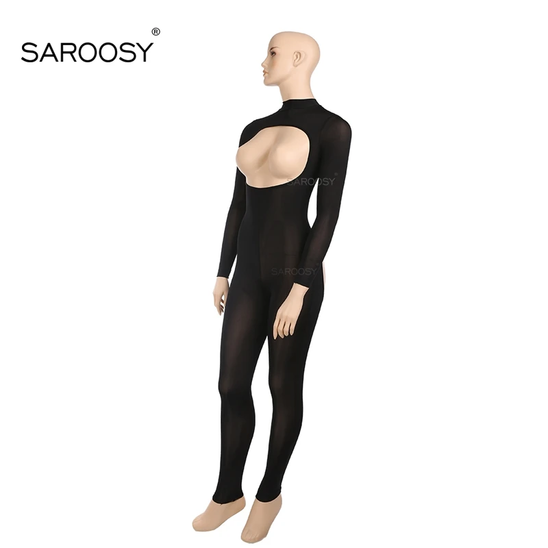 SAROOSY, сексуальный открытый бюстгальтер, боди с открытой промежностью для женщин, длинные рукава, молния сзади, деталь, горячее эротическое белье размера плюс