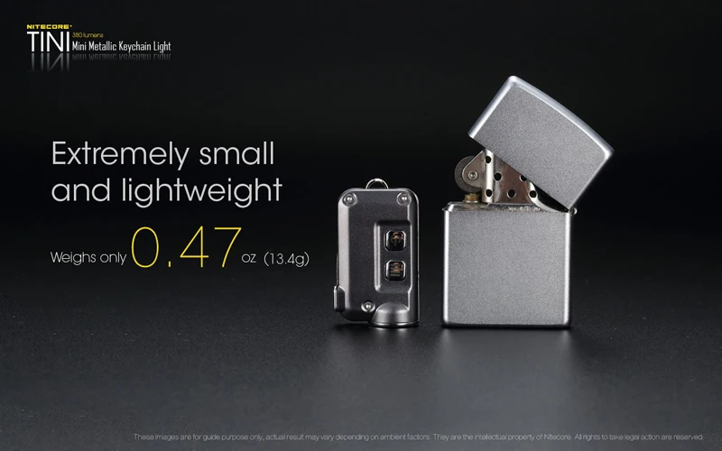 Микро-usb зарядка Nitecore TINI 380 люмен мини металлический брелок Светильник Встроенный 280mAh литий-ионный аккумулятор
