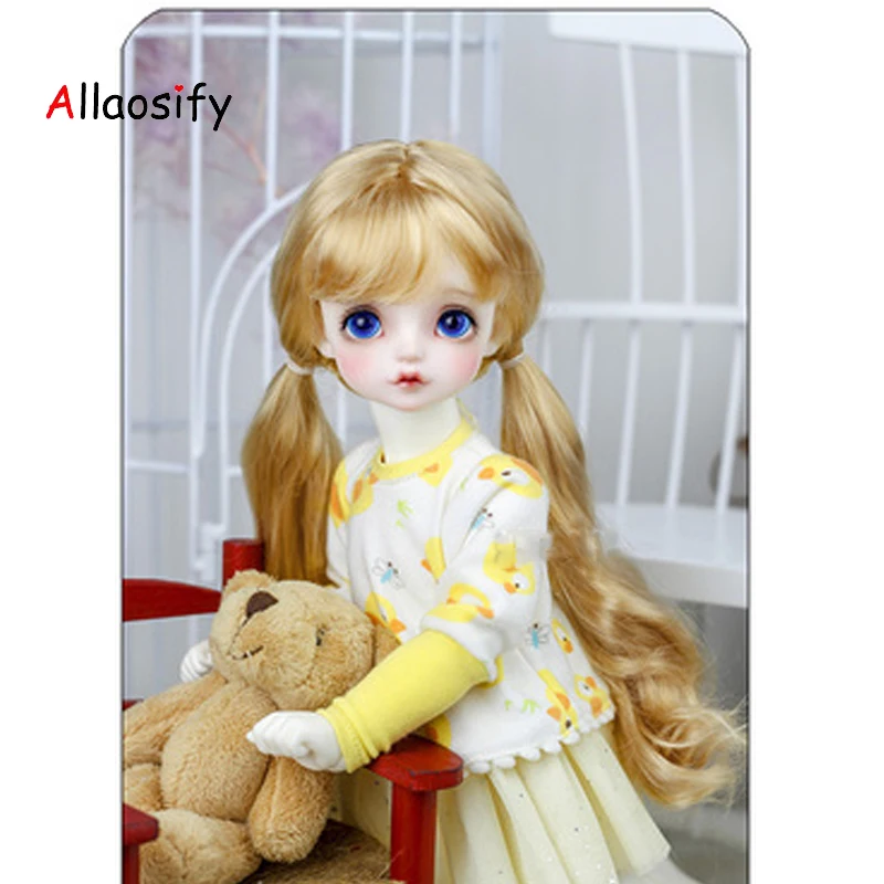 Allaosify прекрасный кудрявый кукольный парик 1/4 1/3 1/6 BJD парики аксессуары для куклы Коллекция кукол из смолы кукольные парики с двумя хвостиками