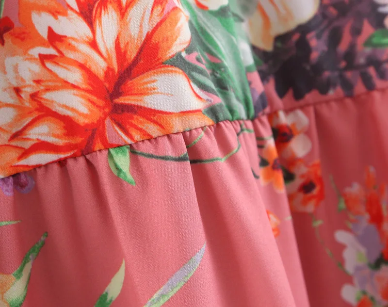 Женское платье с цветочным принтом H. SA длинное длинным рукавом и каскадными