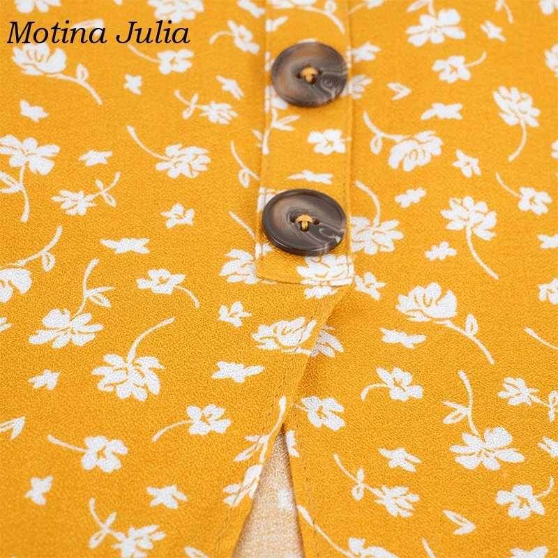 Motina Julia романтичное женское платье с пуговицами и цветочным принтом 2019 летнее
